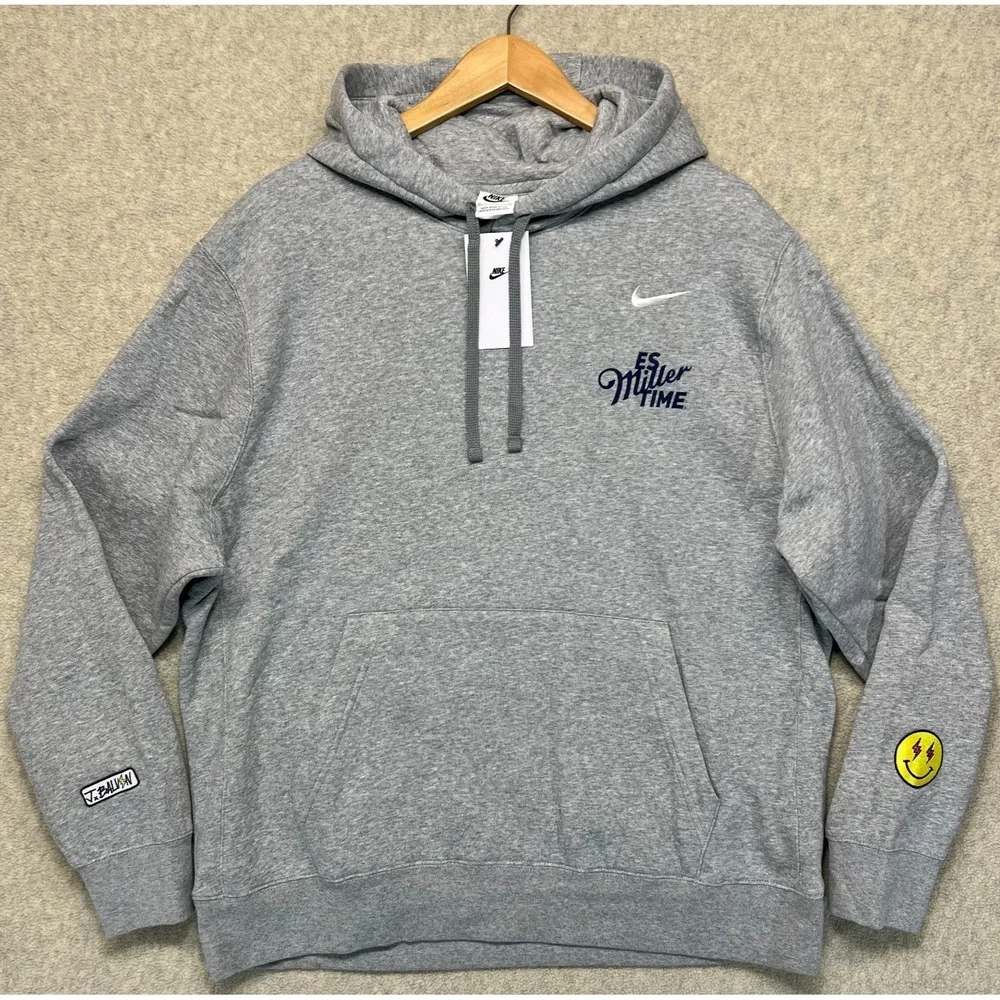 NWT Nike Mens‎ J. Balvin Es Miller Time Hoodie Gray Logo Es Jose Time Graphic XL